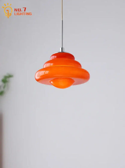 Tiered orange cream glass pendant lights for kitchen