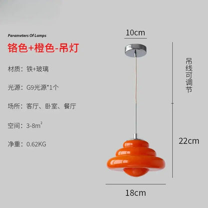 Tiered orange cream glass pendant lights for kitchen