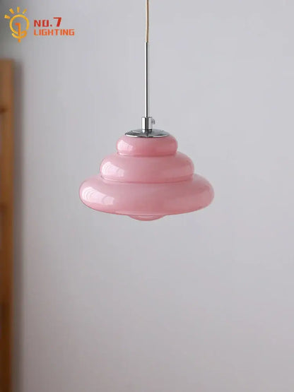 Tiered orange cream glass pendant lights for kitchen
