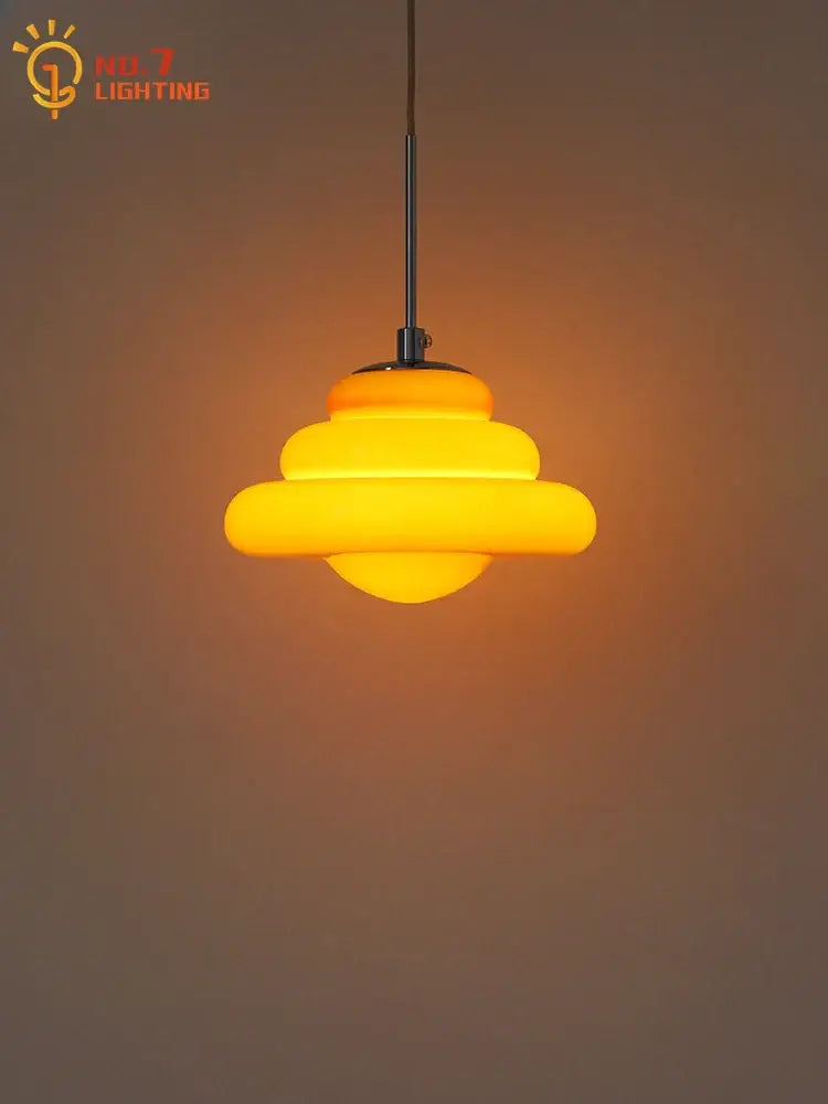 Tiered orange cream glass pendant lights for kitchen