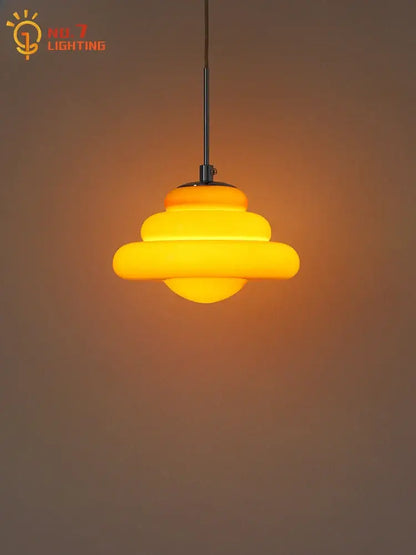 Tiered orange cream glass pendant lights for kitchen
