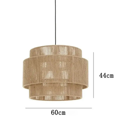 Tiered rattan hemp rope wall lamp for bedroom and living room