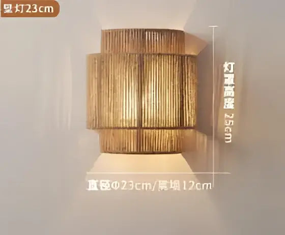Tiered rattan hemp rope wall lamp for bedroom and living room