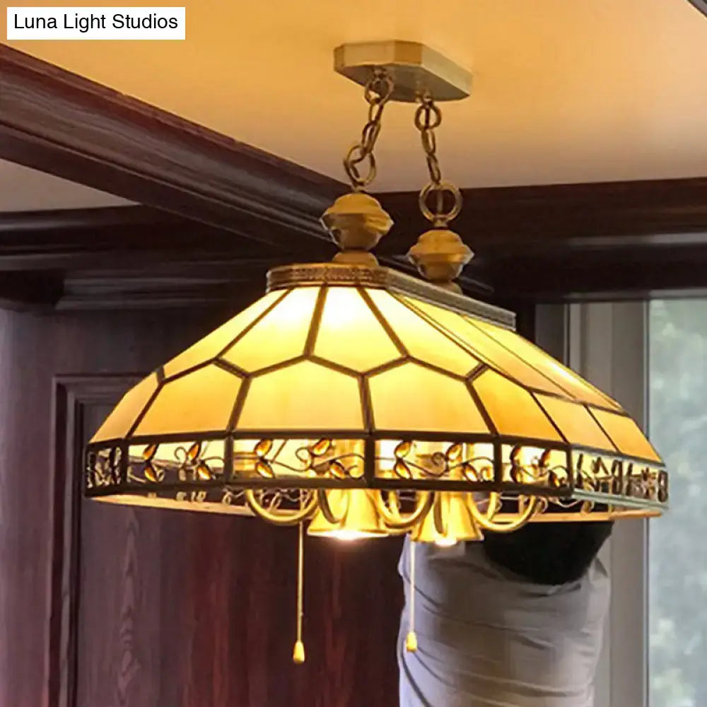 Tiffany amber & cream faceted colonial gold island light dining room