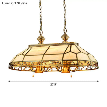 Tiffany amber & cream faceted colonial gold island light dining room