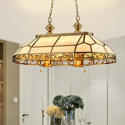 Tiffany amber & cream faceted colonial gold island light dining room
