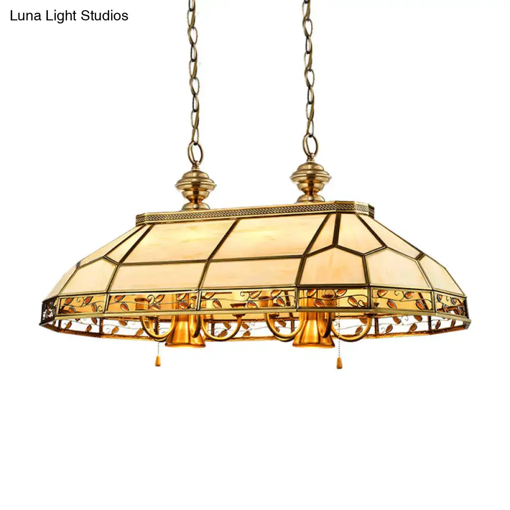 Tiffany amber & cream faceted colonial gold island light dining room