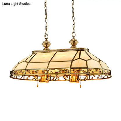 Tiffany amber & cream faceted colonial gold island light dining room