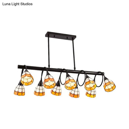 Tiffany amber & cream stained glass kitchen island lighting