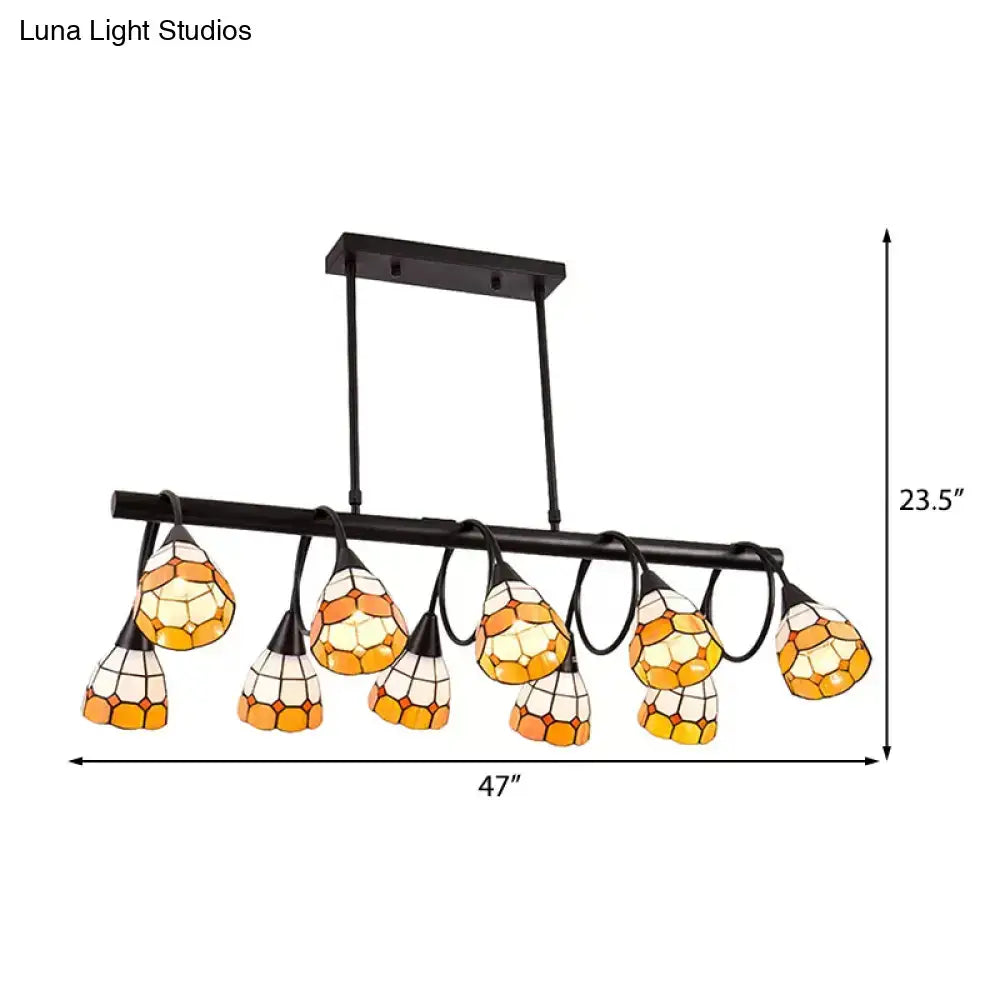 Tiffany amber & cream stained glass kitchen island lighting