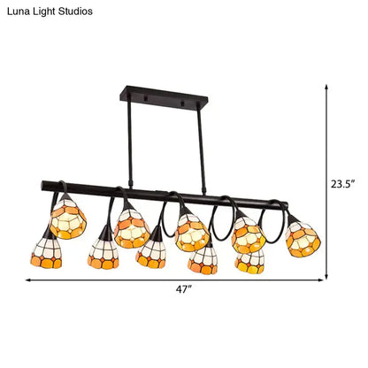 Tiffany amber & cream stained glass kitchen island lighting