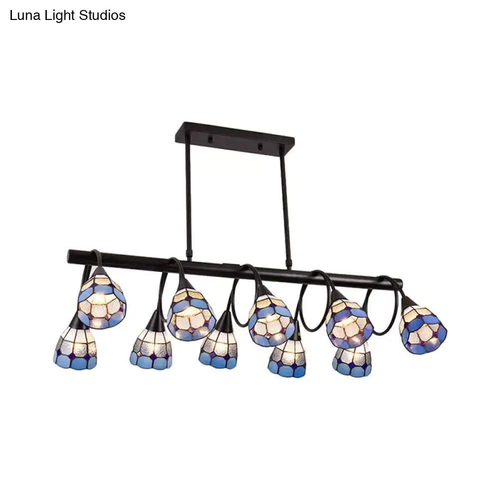 Tiffany amber & cream stained glass kitchen island lighting
