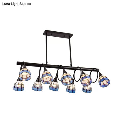 Tiffany amber & cream stained glass kitchen island lighting