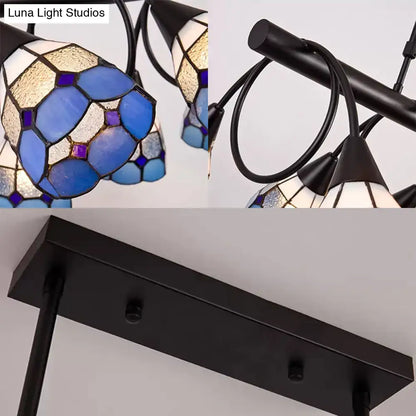 Tiffany amber & cream stained glass kitchen island lighting