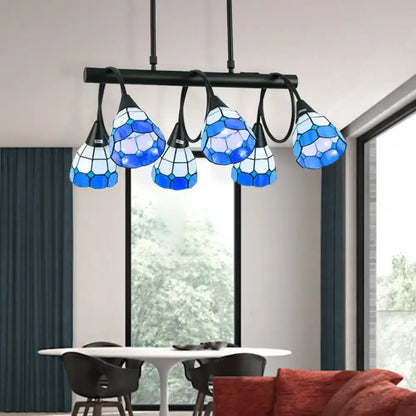Tiffany amber & cream stained glass kitchen island lighting