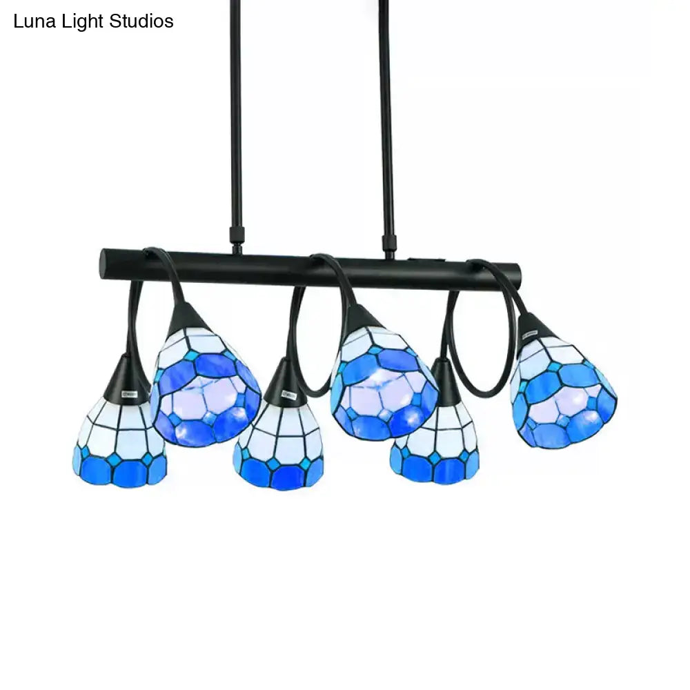 Tiffany amber & cream stained glass kitchen island lighting