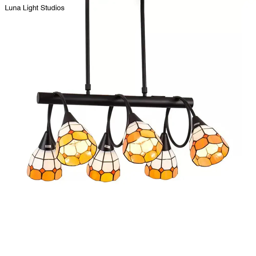 Tiffany amber & cream stained glass kitchen island lighting