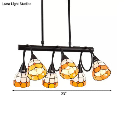 Tiffany amber & cream stained glass kitchen island lighting