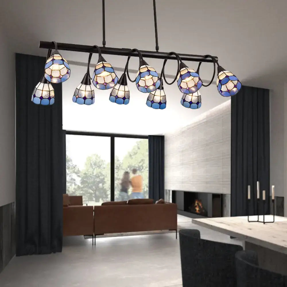 Tiffany amber & cream stained glass kitchen island lighting