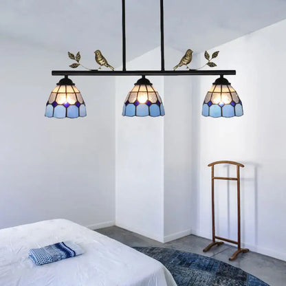 Tiffany blue & purple bird pendant light fixture – kitchen island