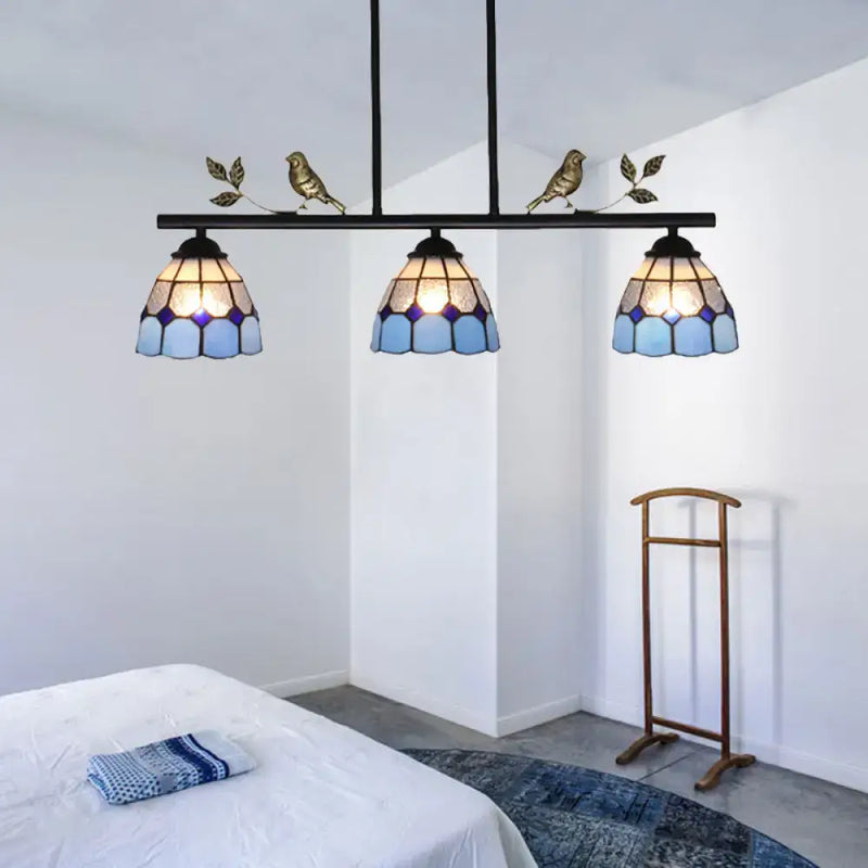 Tiffany blue & purple bird pendant light fixture – kitchen island