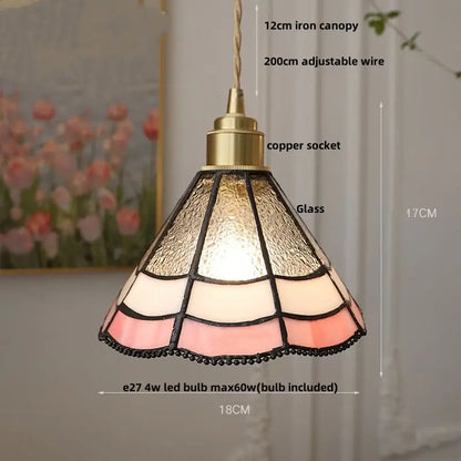 Tiffany green & cream stained glass led pendant lamp dining room