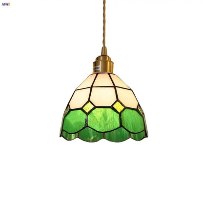 Tiffany green & cream stained glass led pendant lamp dining room