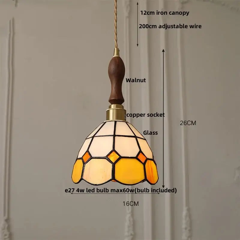 Tiffany green & cream stained glass led pendant lamp dining room