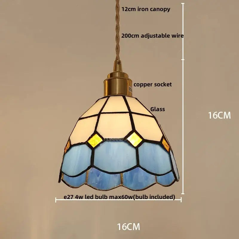 Tiffany green & cream stained glass led pendant lamp dining room