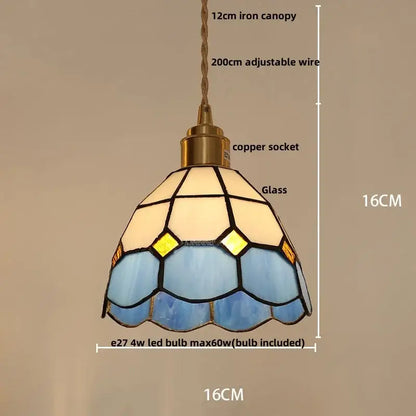 Tiffany green & cream stained glass led pendant lamp dining room