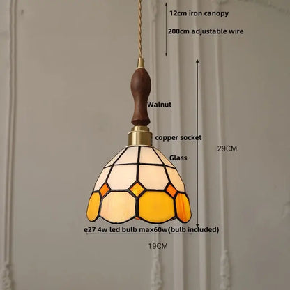 Tiffany green & cream stained glass led pendant lamp dining room