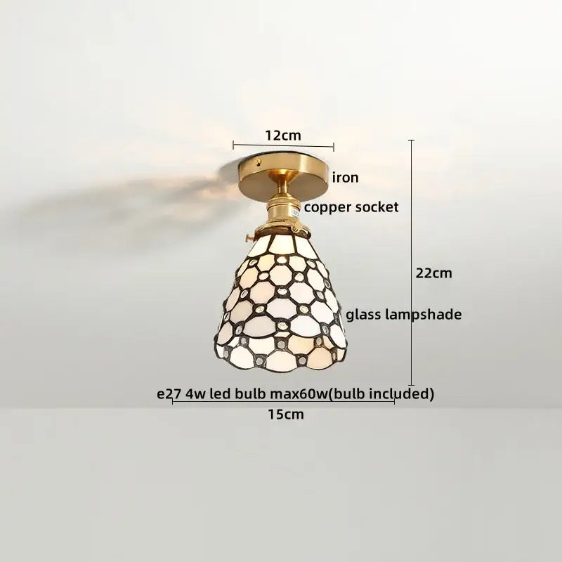 Tiffany green fish scale glass led ceiling lights living room