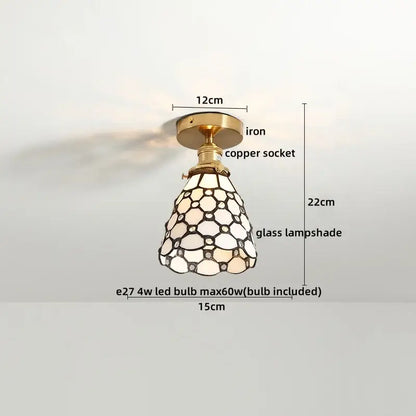 Tiffany green fish scale glass led ceiling lights living room