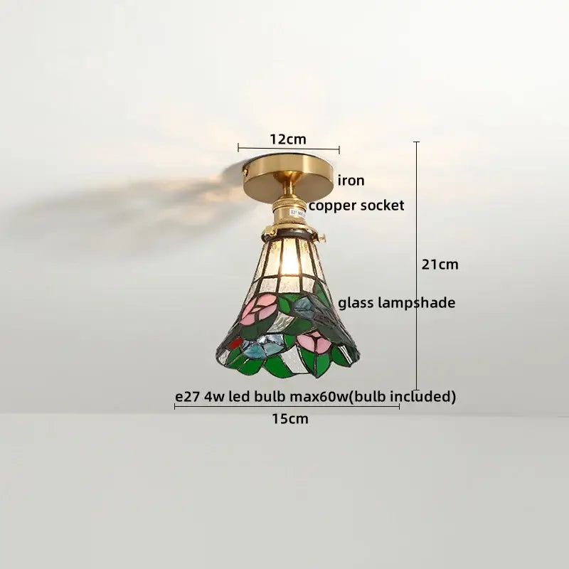 Tiffany green fish scale glass led ceiling lights living room