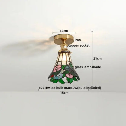 Tiffany green fish scale glass led ceiling lights living room