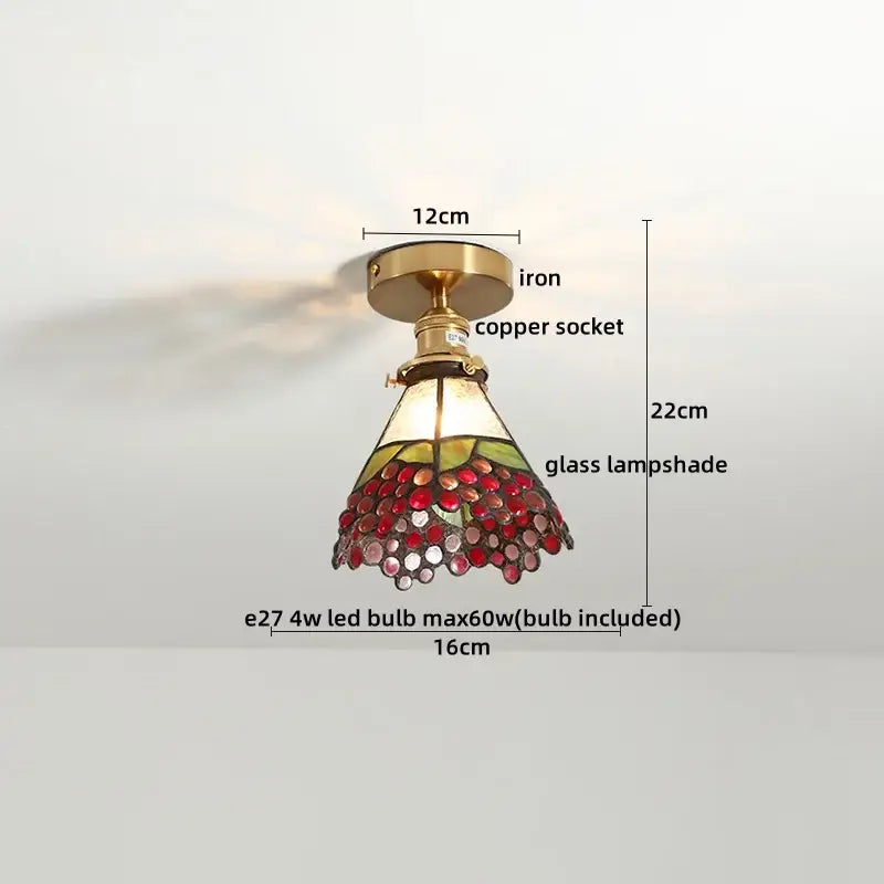 Tiffany green fish scale glass led ceiling lights living room