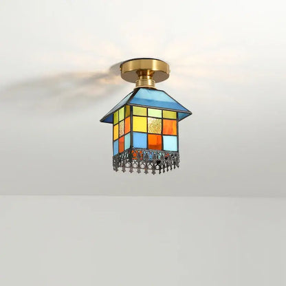 Tiffany green fish scale glass led ceiling lights living room