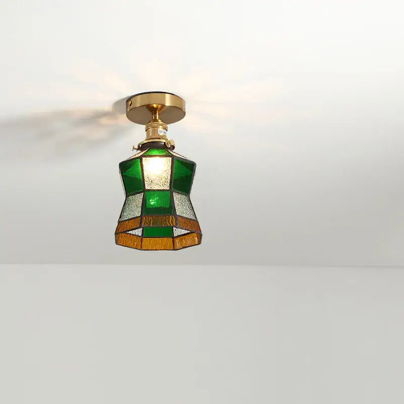 Tiffany green fish scale glass led ceiling lights living room