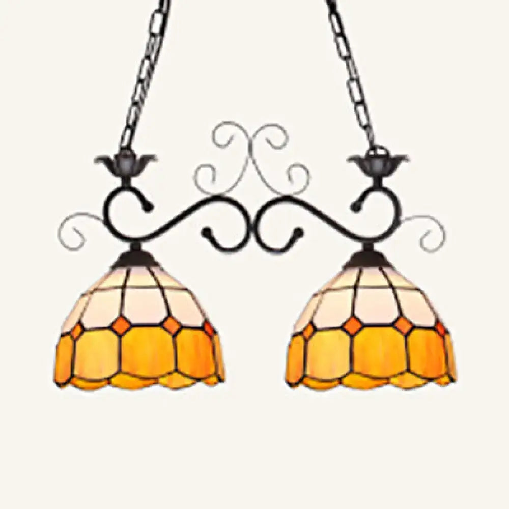 Tiffany grid dome black wrought iron ceiling light dining room