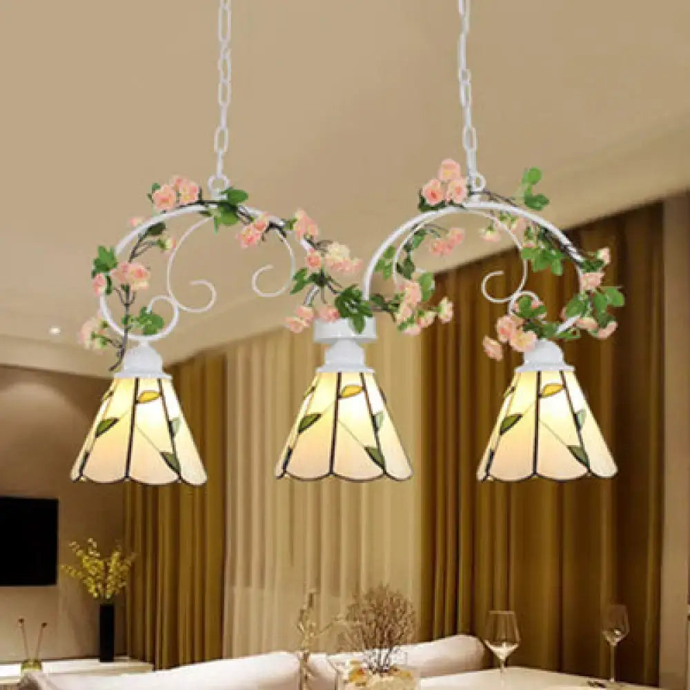 Tiffany leaf pattern stained glass pendant light – kitchen island
