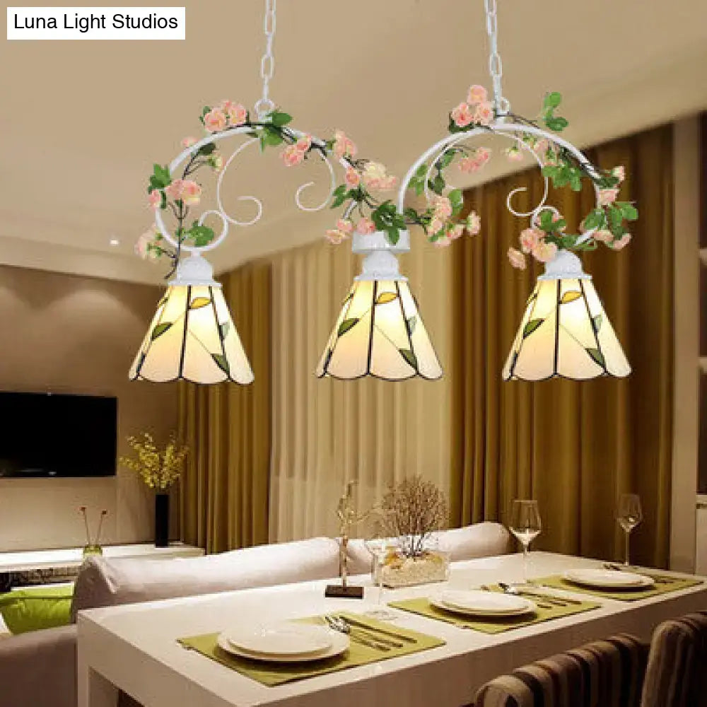 Tiffany leaf pattern stained glass pendant light – kitchen island