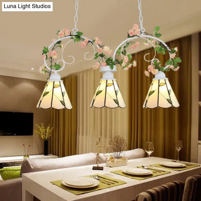 Tiffany leaf pattern stained glass pendant light – kitchen island