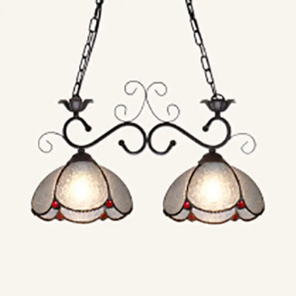 Tiffany scalloped edged island light – kitchen blue & black chandelier