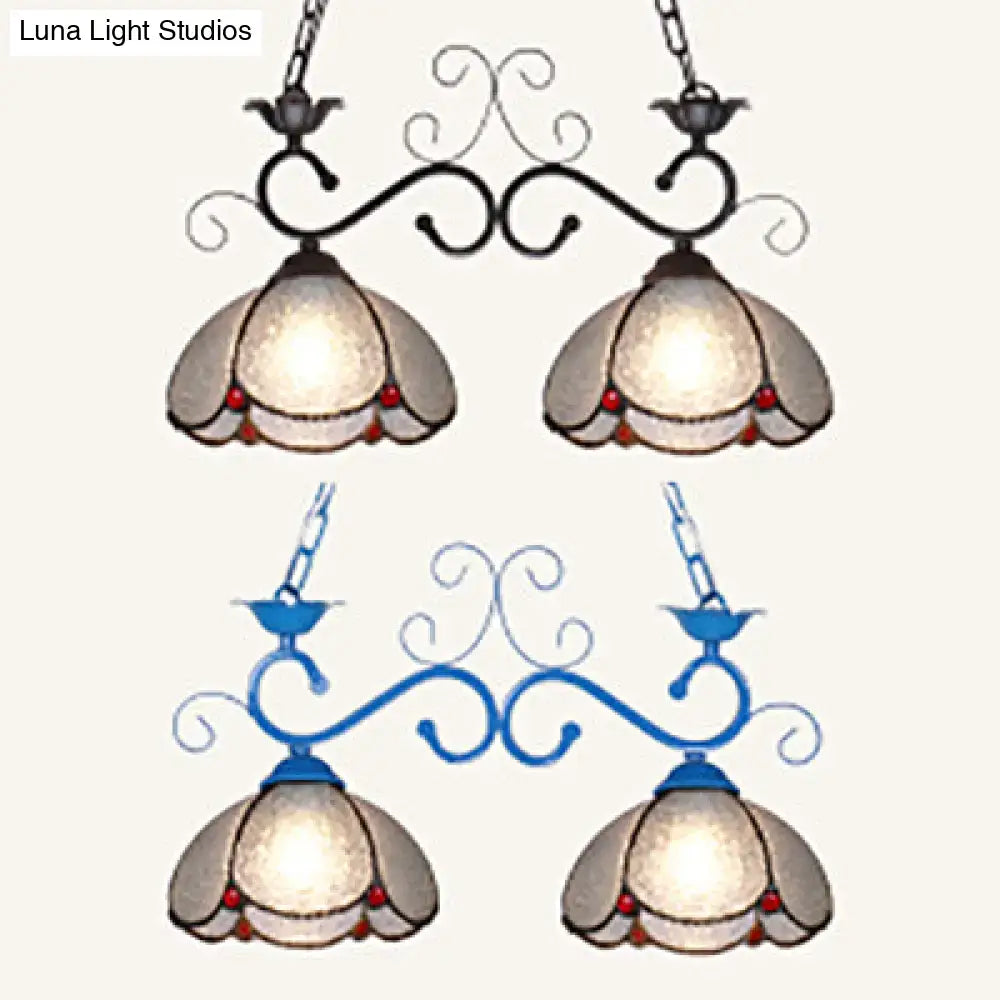 Tiffany scalloped edged island light – kitchen blue & black chandelier