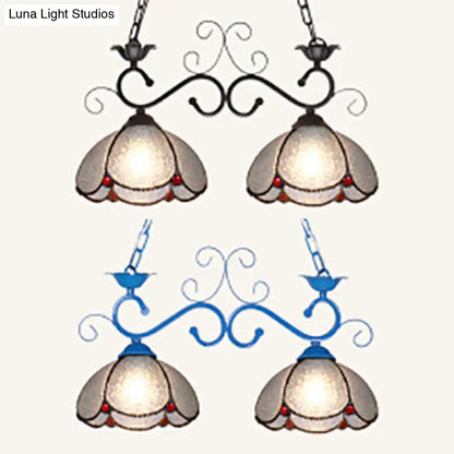 Tiffany scalloped edged island light – kitchen blue & black chandelier