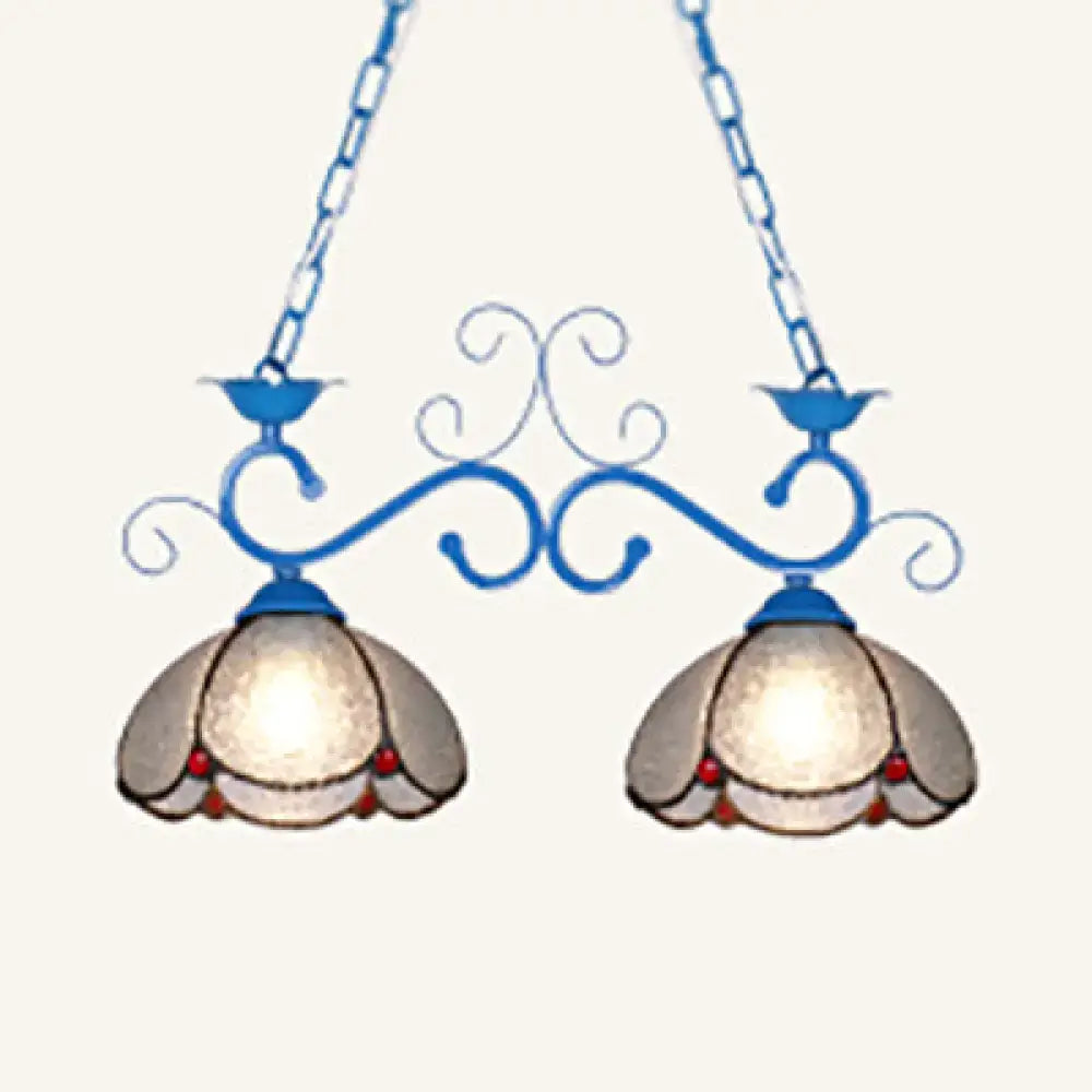 Tiffany scalloped edged island light – kitchen blue & black chandelier