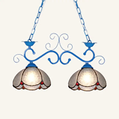 Tiffany scalloped edged island light – kitchen blue & black chandelier