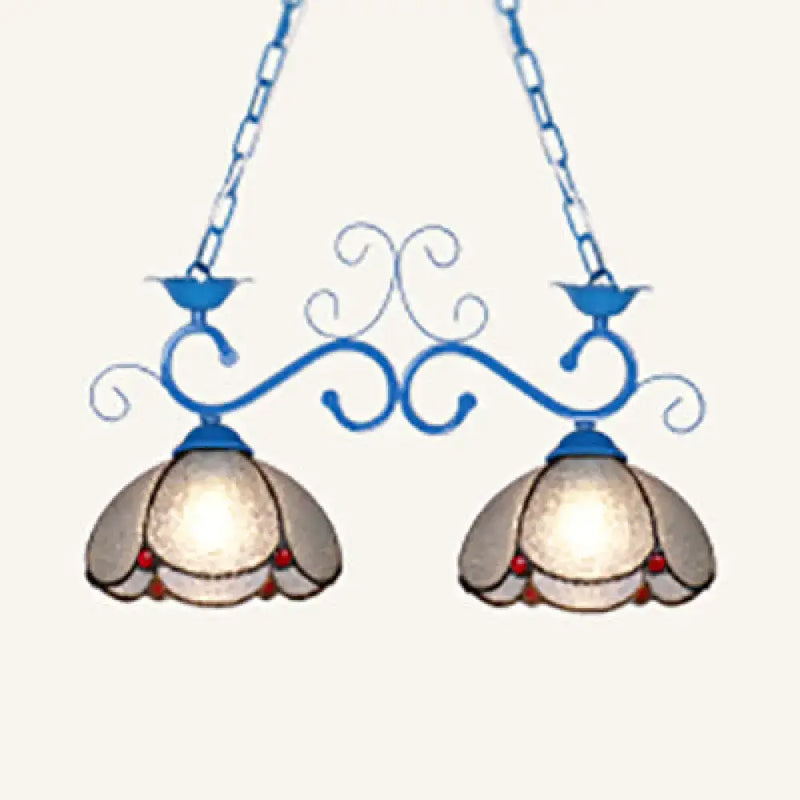Tiffany scalloped edged island light – kitchen blue & black chandelier