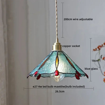 Tiffany stained glass copper led pendant lamp dining room hanging light