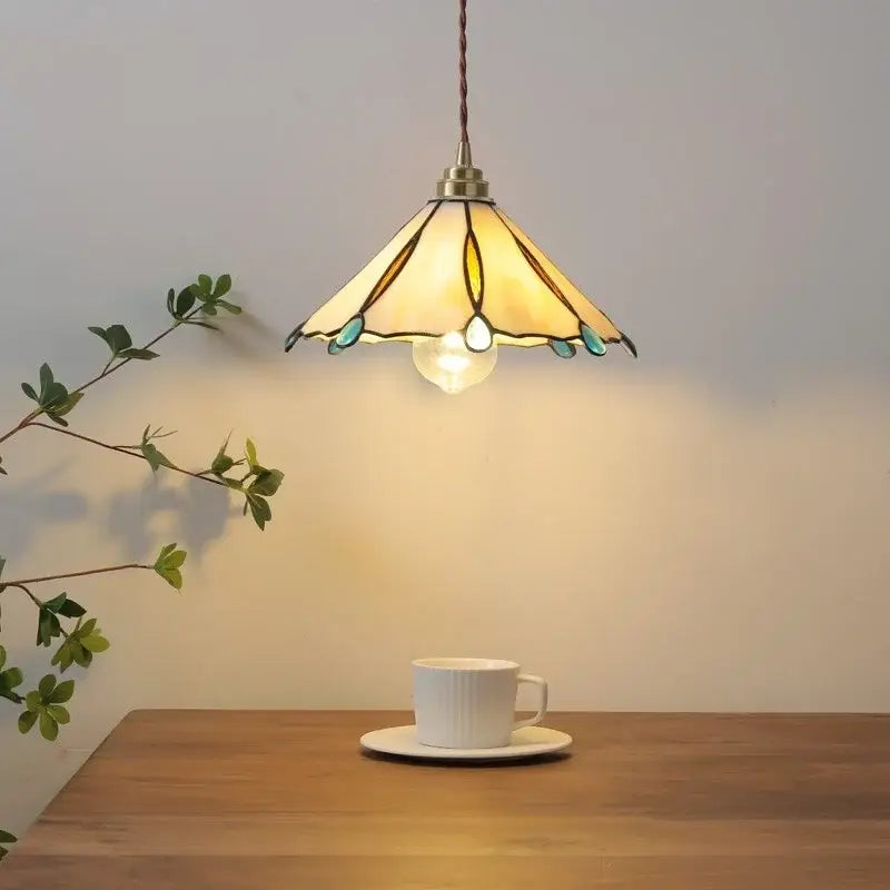 Tiffany stained glass copper led pendant lamp dining room hanging light
